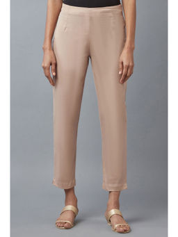 W - Beige Solid Slim Pant