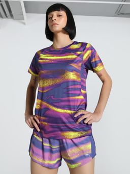 Puma - Velocity All-Over-Print Running Womens Purple Tshirt