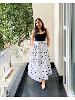 Posh Pants Club - White Amalfi Polka Skirt