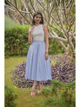 Posh Pants Club - Blue Cloud Pleated Skirt
