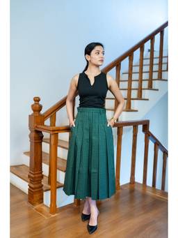 Posh Pants Club - Green Forest Pleated Skirt