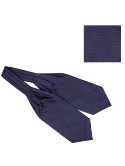 The Tie Hub - Polka Navy Blue Microfiber Cravat and Pocket Square Combo