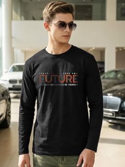 Bewakoof - Mens Jet Black Crafty Our Future Typography T-Shirt