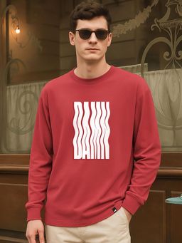 Bewakoof - Mens Bold Red Damn Typography Oversized T-Shirt
