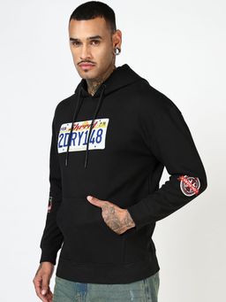 Bewakoof - Mens Jet Black Typography Oversized Hoodies