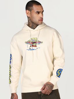 Bewakoof - Sponge Bob Mens Gardenia Mind Graphic Printed Oversized Hoodies