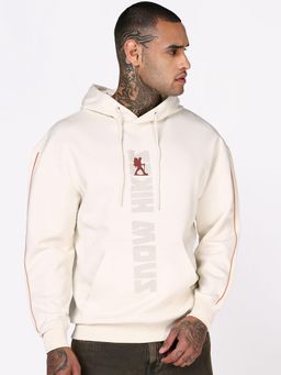Bewakoof - Mens Beige Frozen Graphic Printed Oversized Hoodies