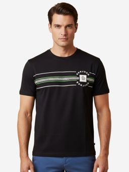 Bonjour - Mens Black Printed Round Neck T-Shirt