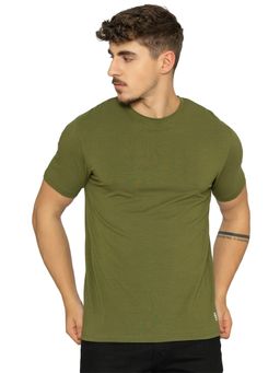 Bonjour - Mens Grass Hopper Green Solid Round Neck Half Sleeve T-Shirt
