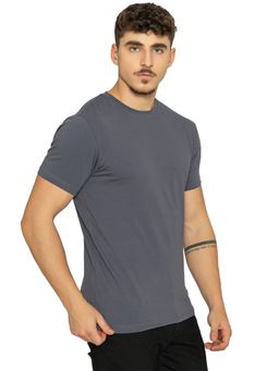 Bonjour - Mens Wild Dove Solid Round Neck Half Sleeve T-Shirt
