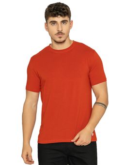 Bonjour - Mens Baked Apple Solid Round Neck Half Sleeve T-Shirt