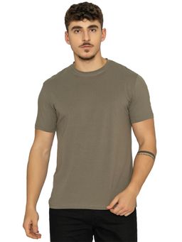 Bonjour - Mens Dark Grey Solid Round Neck Half Sleeve T-Shirt
