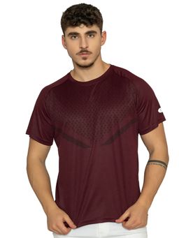 Bonjour - Mens Urban Maroon Regular-Fit Half-Sleeve Crew-Neck T-Shirt