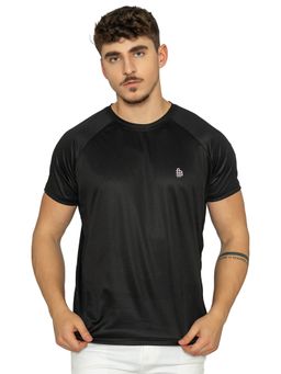 Bonjour - Mens Black Regular-Fit Half-Sleeve Crew-Neck T-Shirt