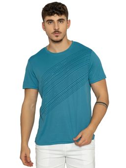 Bonjour - Mens Steal Blue Regular-Fit Half-Sleeve Crew-Neck T-Shirt