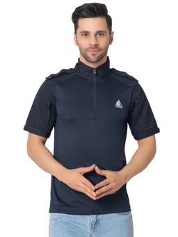 Bonjour - Mens Navy Blue Half Sleeve Tactical T-Shirt