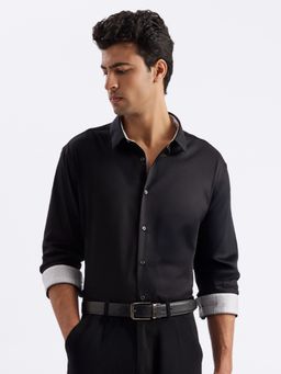 KINGDOM OF WHITE - Giza Cotton Slim Fit Black Party Formal Shirt