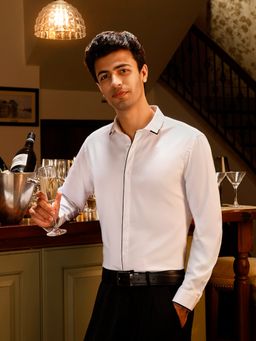 KINGDOM OF WHITE - Giza Cotton Slim Fit White Party Formal Shirt