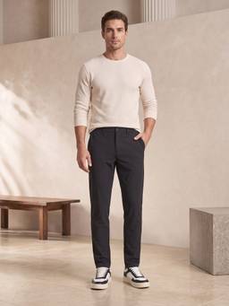 Nobero - Men's Regular Fit Stretchable Black Chinos