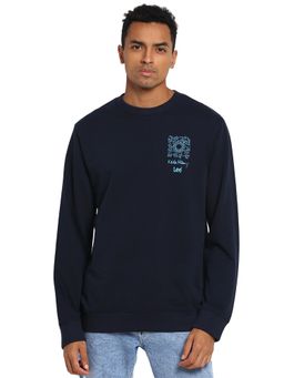 Lee - Regular Fit Navy Blue Solid Sweatshirt