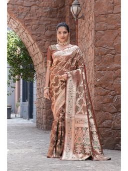 Varanga - Multi Cotton Blend Banarasi Saree with Unstitched Blouse