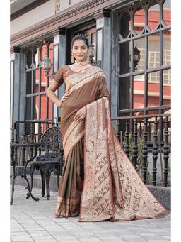 Varanga - Multi Cotton Blend Banarasi Saree with Unstitched Blouse