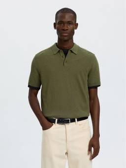 Selected - Men Green Knitted Polo T-Shirt