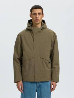 Selected - Men Dark Green Hooded Tech Jacket