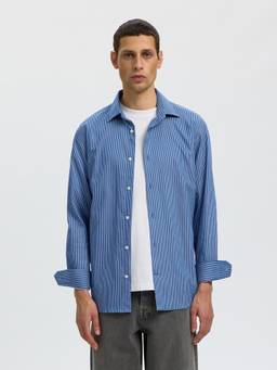 Selected - Men Blue Striped Slim Fit Casual Shirt
