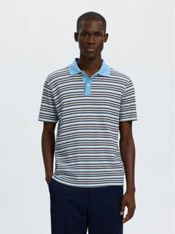 Selected - Men Multicolor Striped Knitted Polo T-Shirt