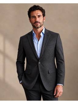 Denro - Dark Grey Tailored Fit Checks Single-Breasted Formal Blazer