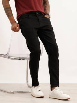WROGN - Black Solid Skinny Fit Denim Jeans