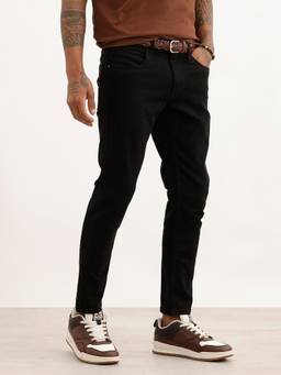 WROGN - Mens Black Solid Slim Fit Denim Jeans