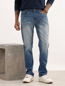 WROGN - Blue Faded Straight Fit Denim Jeans