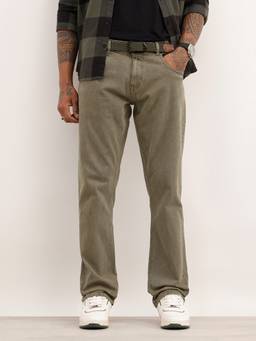 WROGN - Olive Faded Straight Fit Denim Jeans