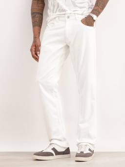 WROGN - White Solid Straight Fit Denim Jeans