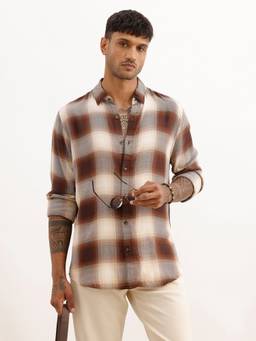 WROGN - Khaki Slim Fit Checkered Shirt