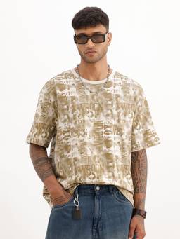 WROGN - Beige Classic Oversized AOP T-Shirt