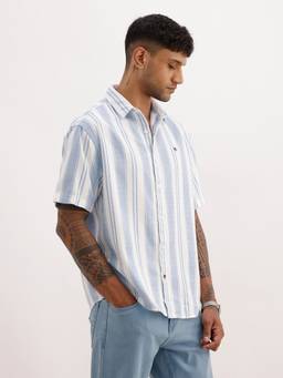 WROGN - Blue Classic Textured Stripe Shirt