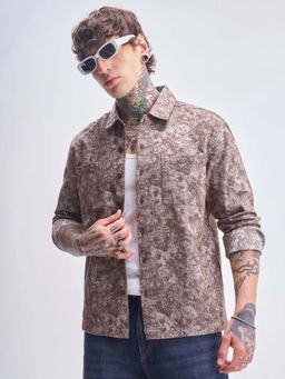 HIGHLANDER - Men Nude Multi Flannel Jacquard Textured Relaxed Overshirt