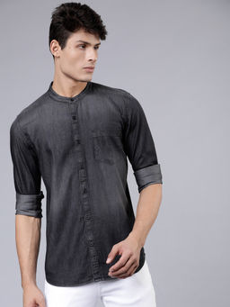 HIGHLANDER - Men Black Slim Fit Solid Shirts