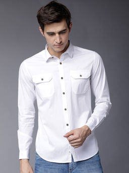HIGHLANDER - Men White Slim Fit Solid Casual Shirt