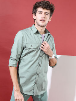 HIGHLANDER - Men Green Slim Fit Solid Casual Shirt