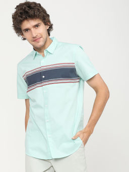 HIGHLANDER - Men Blue Slim Fit Horizontal Striped Shirts