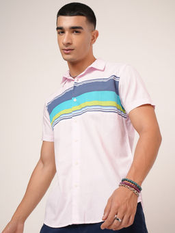 HIGHLANDER - Men Pink Slim Fit Colour blocked Shirts