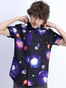 HIGHLANDER - Men Black Slim Fit Printed Casual Shirt