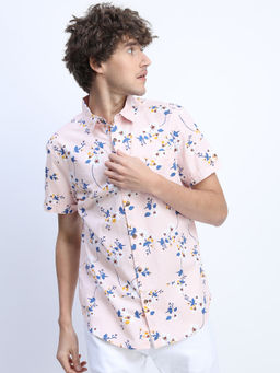 HIGHLANDER - Men Pink Slim Fit Floral Shirts