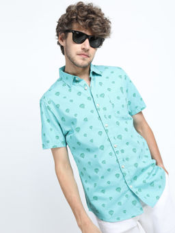 HIGHLANDER - Men Blue Slim Fit Printed Casual Shirt