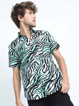 HIGHLANDER - Men Black Slim Fit Printed Casual Shirt