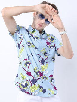 HIGHLANDER - Men Blue Slim Fit Floral Casual Shirt